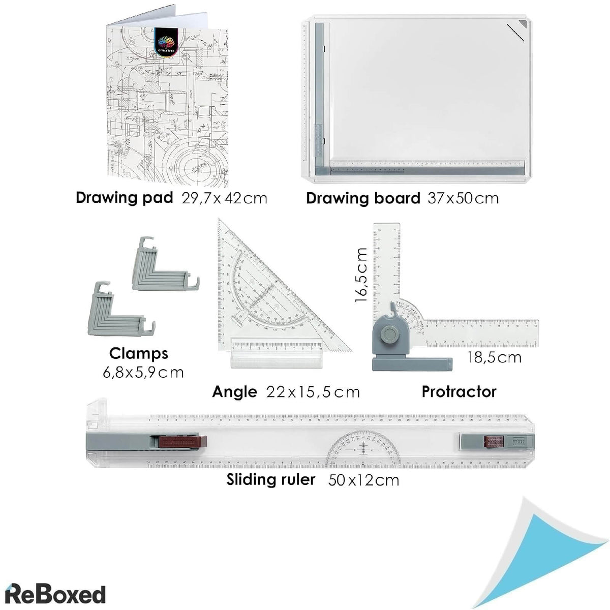 OfficeTree Geo Board Set Tabla de Desen A3 37x50 7 Piese