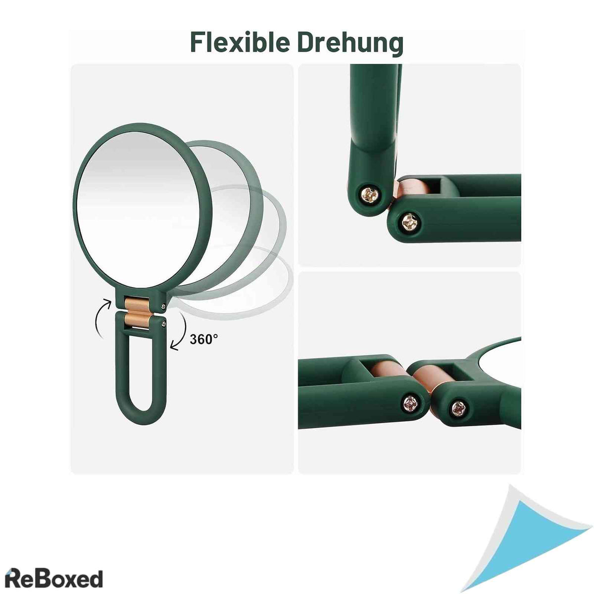 Oglinda de mana si masa Linkstyle, doua fete 1X si 15X marire, maner reglabil 360 grade, Verde