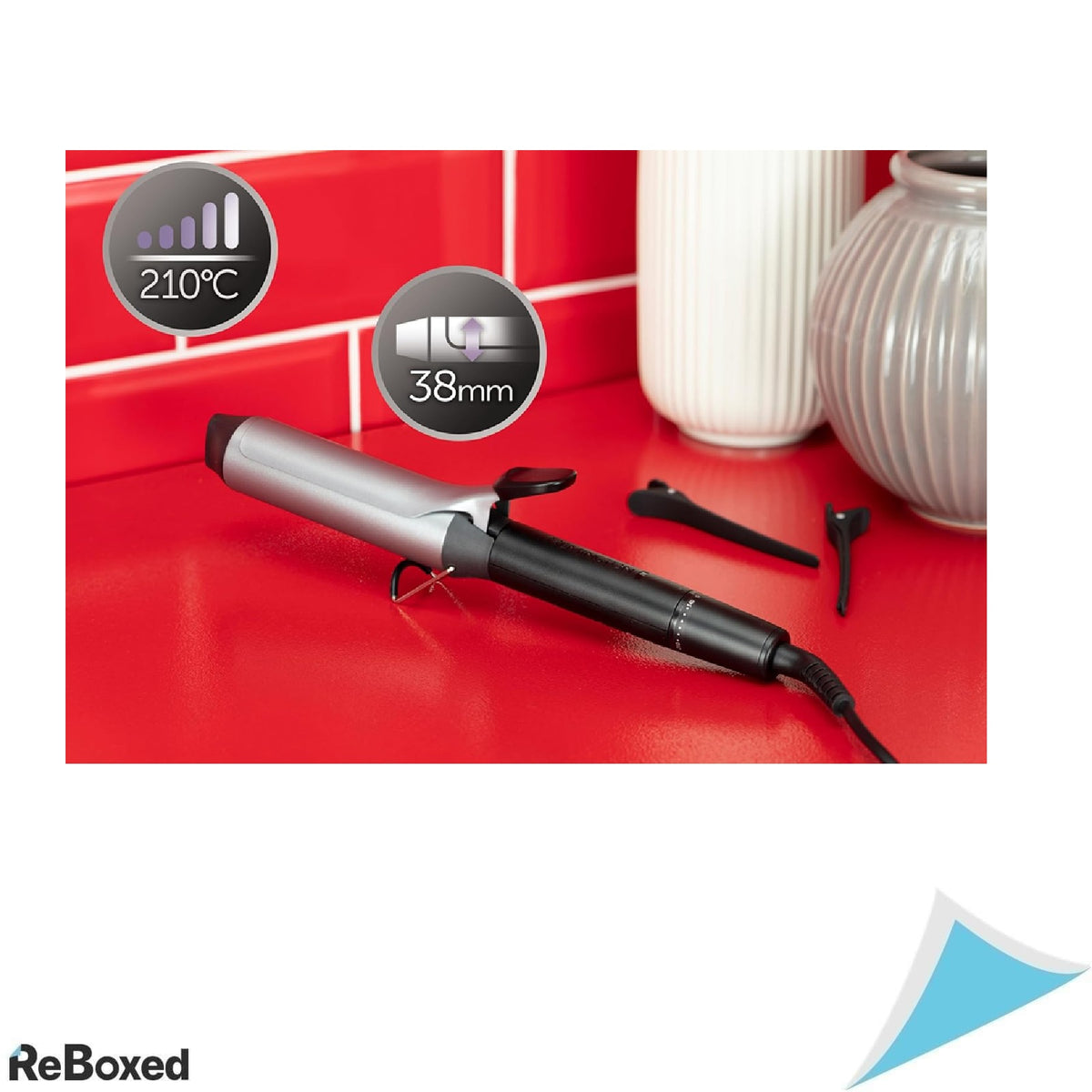 Ondulator Par Remington Pro Big Curl CI5538, 38 mm, Invelis Ceramic Tourmaline Antistatic, 8 Trepte Temperatura, 140-210°C, Incalzire Rapida 30 sec