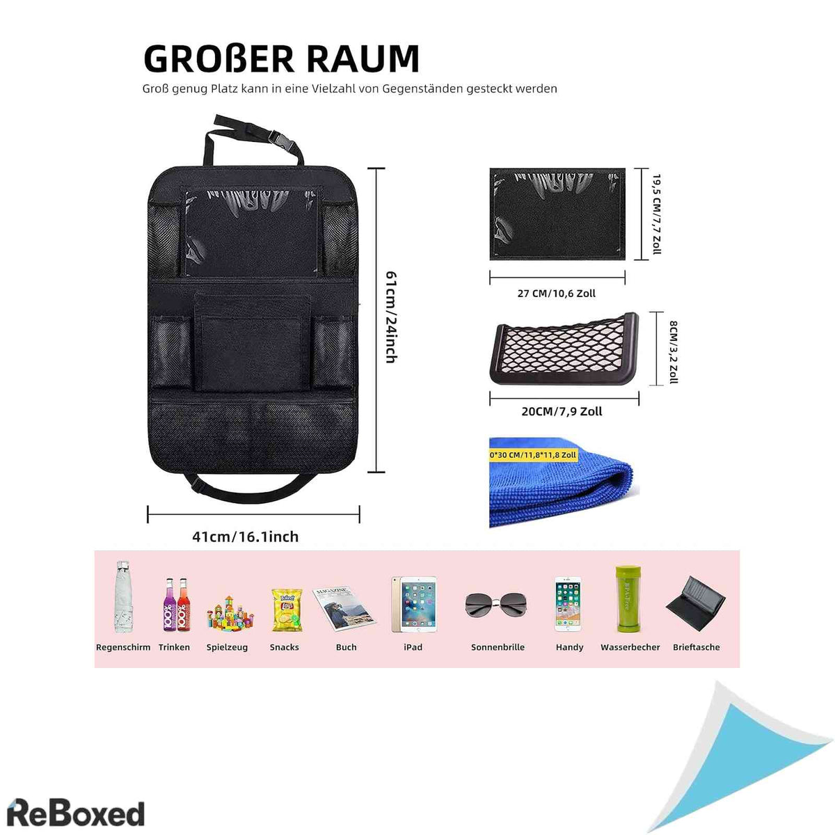 Set 2 Organizatoare Scaun Auto pentru Copii Protectie Spatar cu Suport Tableta Transparent si Puncte de Depozitare Material Oxford 600D
