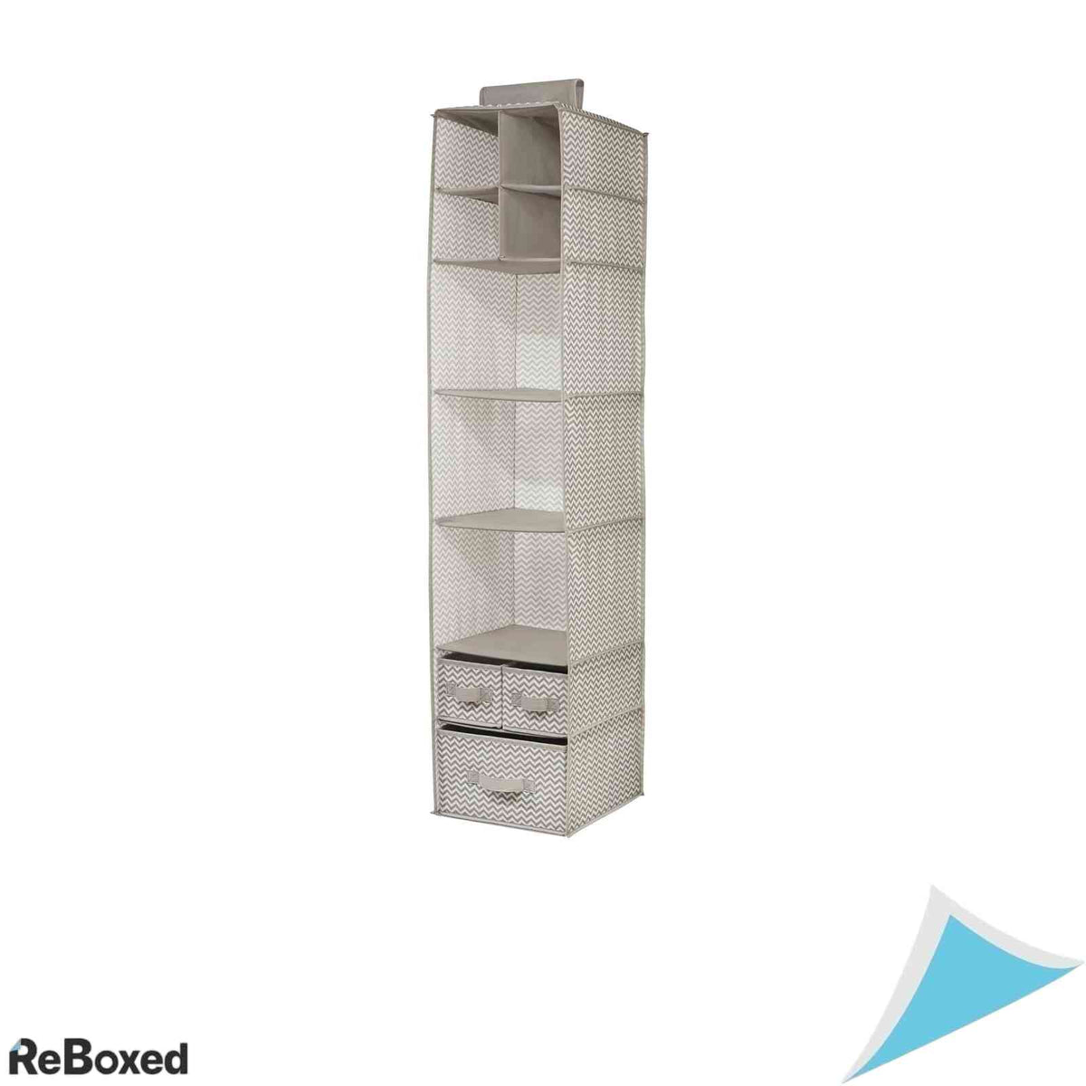 Organizator Suspendat mDesign din Material Textil cu 7 Rafturi si 3 Sertare pentru Cuier Dulap si Camera Bebelusului
