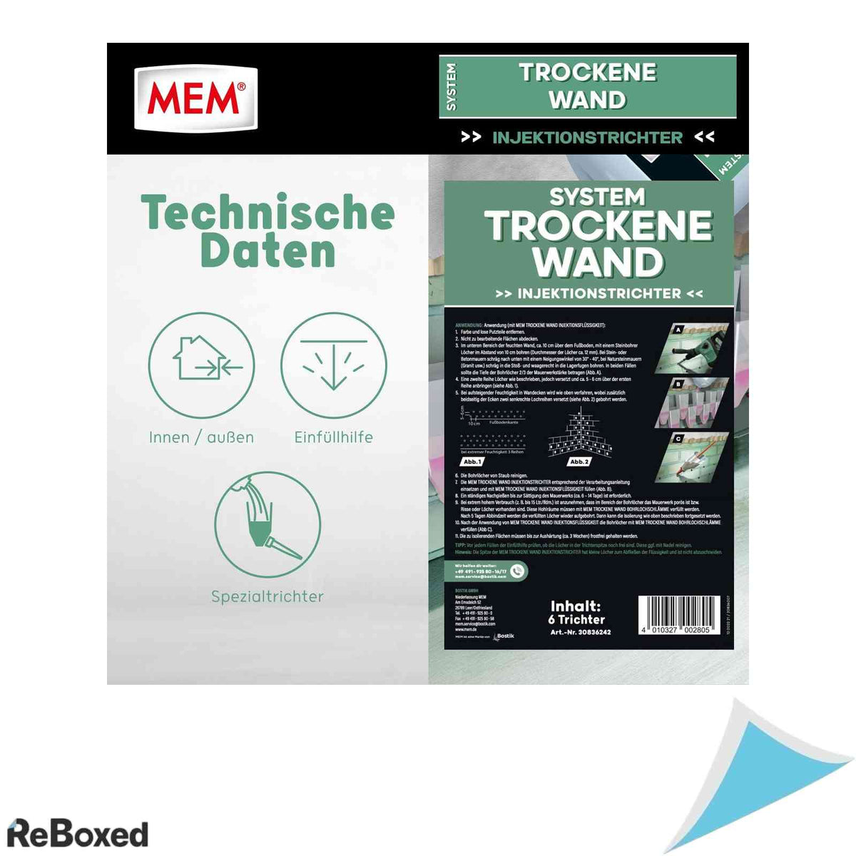 Palnie pentru injectie MEM Dry Wall, set 6 bucati, pentru tratament antiumezeala in zidarie