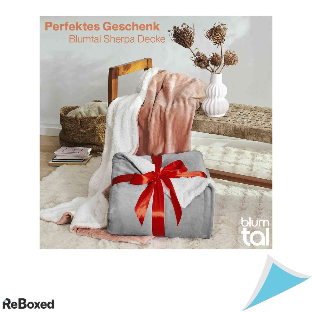 Patura Cocolos Premium Blumtal Sherpa 220x240 cm Fluffy Hipoalergenica Certificata Oeko-Tex Gri