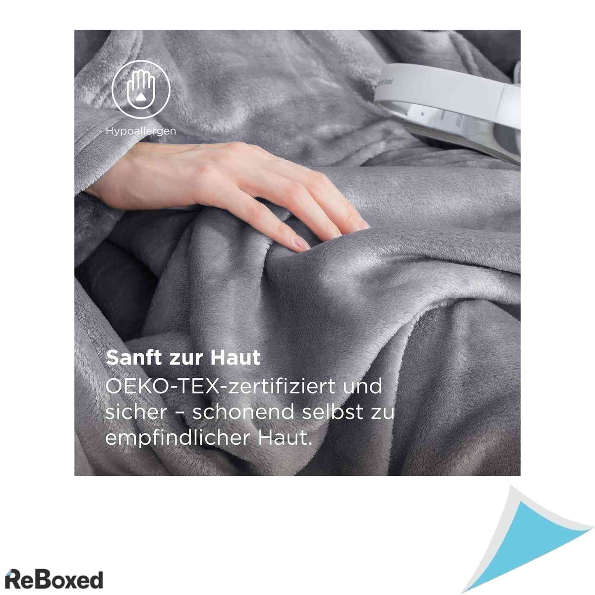 Patura cu maneci Bedsure din fleece moale, 170x200 cm, Gri deschis