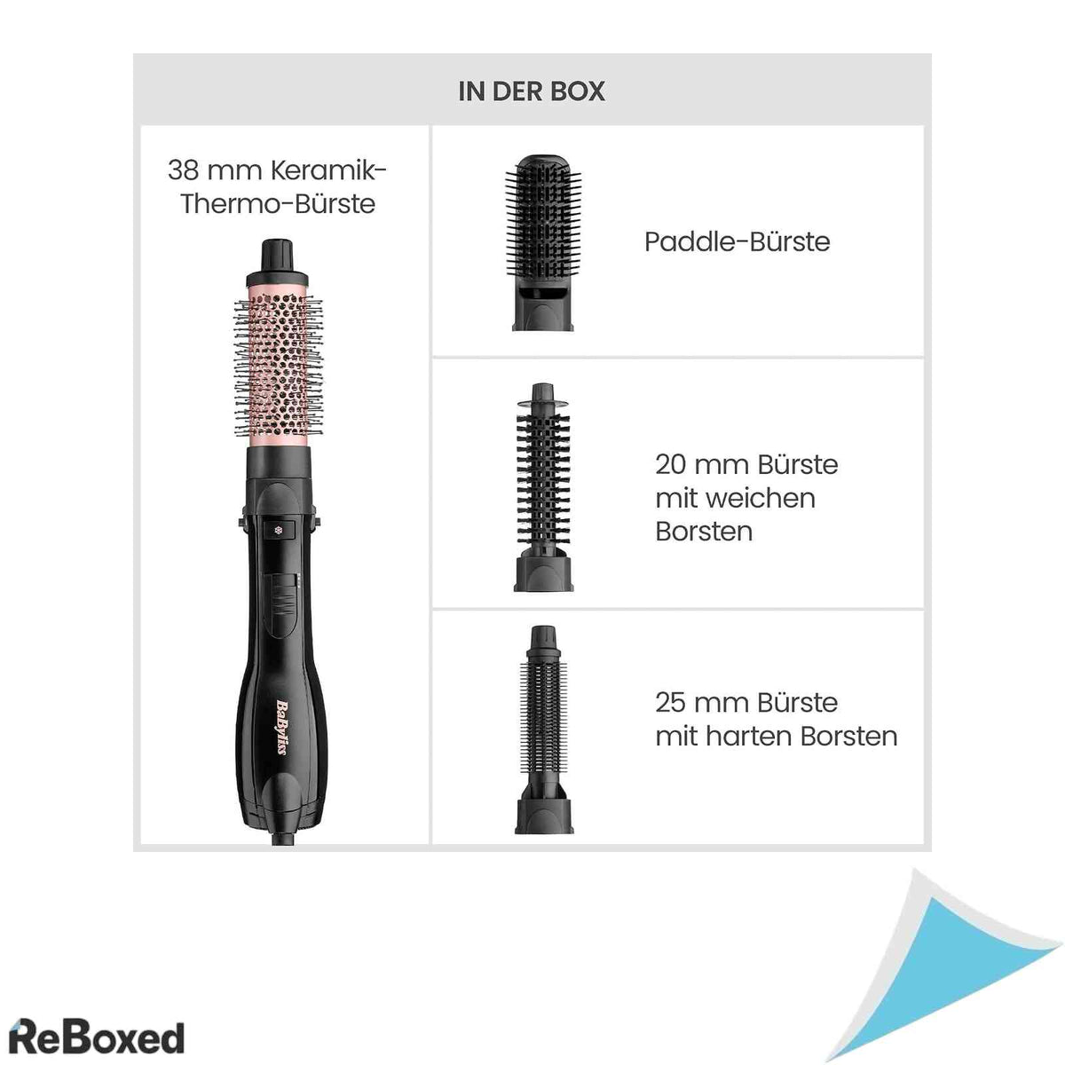 Perie cu Aer Cald BaByliss Smooth Finish 1200 AS122E Putere 1200W Tehnologie Ionica si Ceramica 4 Accesorii Negru Roz