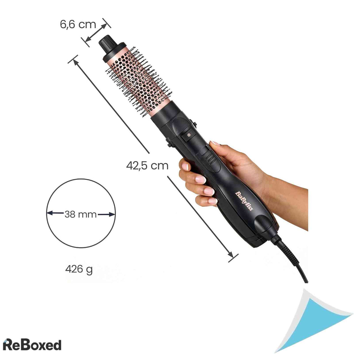 Perie cu Aer Cald BaByliss Smooth Finish 1200 AS122E Putere 1200W Tehnologie Ionica si Ceramica 4 Accesorii Negru Roz