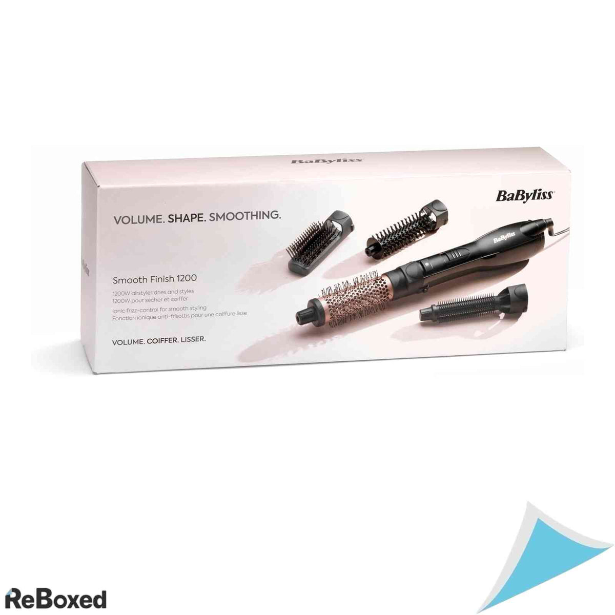 Perie cu Aer Cald BaByliss Smooth Finish 1200 AS122E Putere 1200W Tehnologie Ionica si Ceramica 4 Accesorii Negru Roz