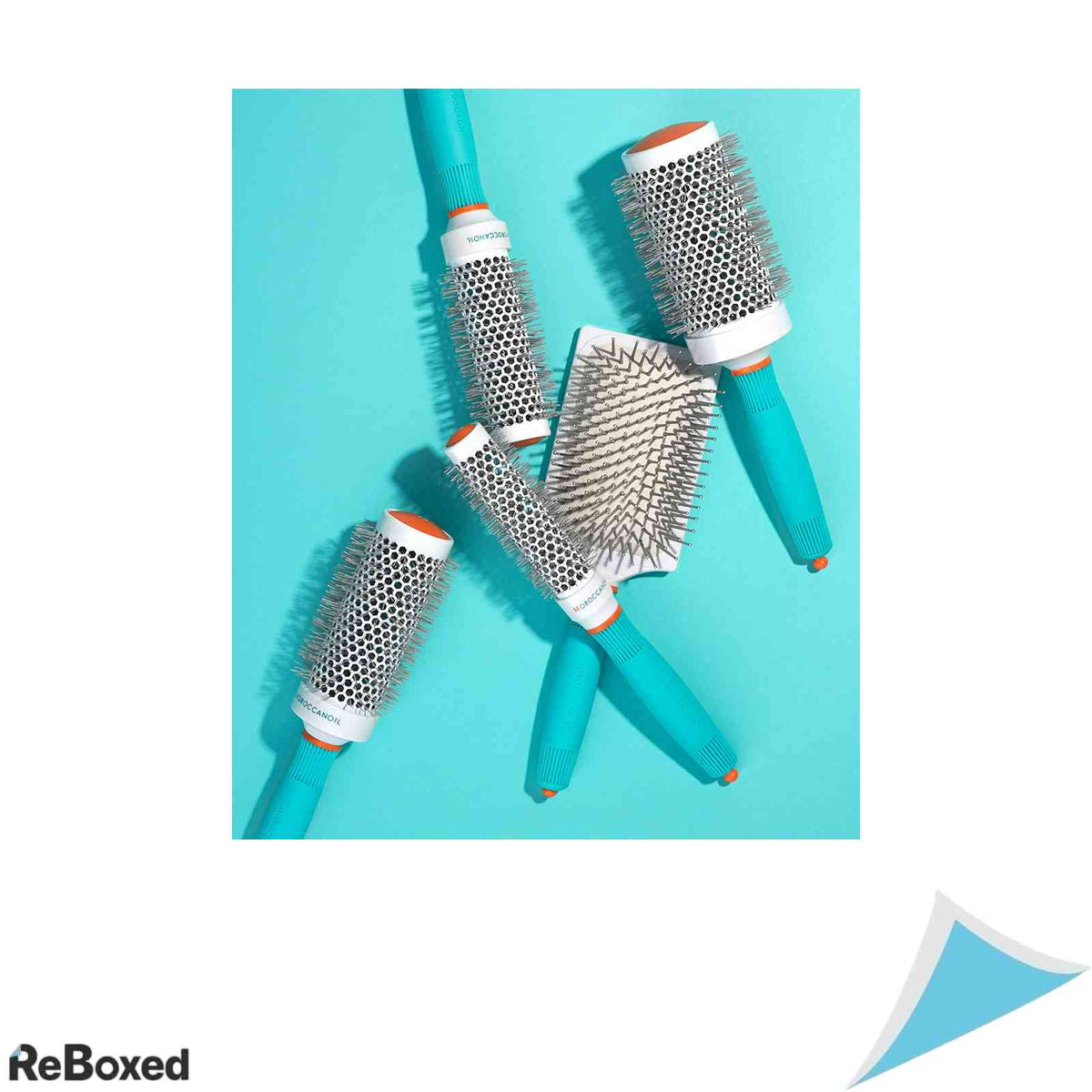 Perie Rotunda Cerama Moroccanoil pentru Coafat si Uscat Parul Diametru 35 mm Portocaliu Turcoaz