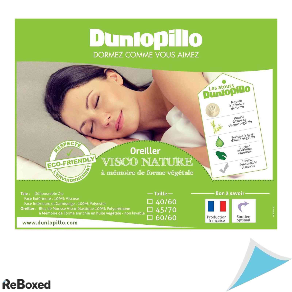 Perna Anatomica Ortopedica Dunlopillo Serenite Memory Foam 45x70 cm Alb