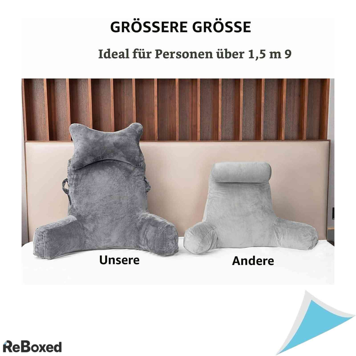 Perna Spatar Ergonomica SLIGUY 79x58 cm pentru Citit in Pat cu Rulou Cervical Suport Brate si Buzunare Gri Inchis