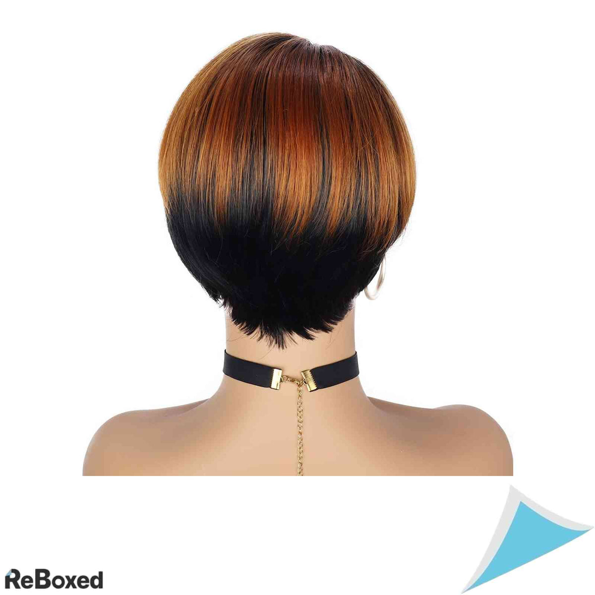 Peruca Dama Scurta Pixie Cut PORSMEER Negru cu Blond