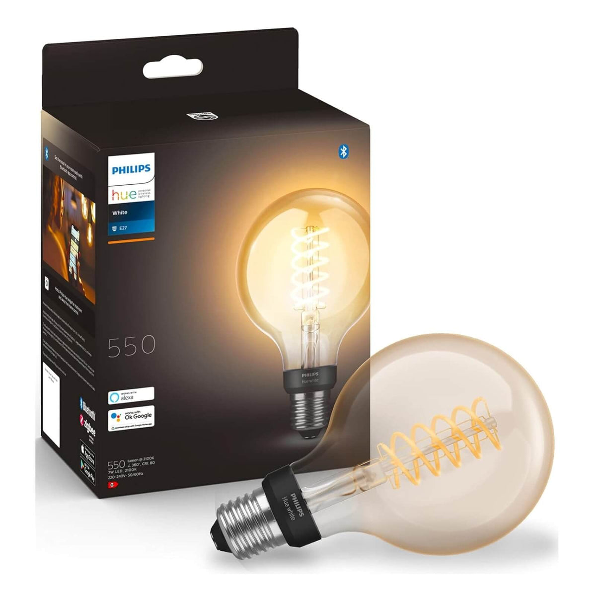 Philips Hue Filament Bec LED Inteligent 550lm 7W 2200-4500K