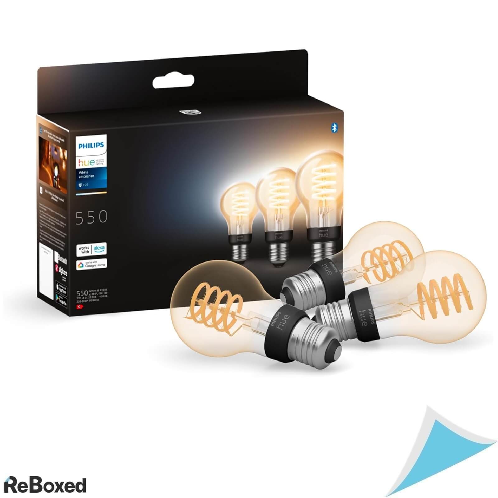 Philips Hue Filament E27 Set 3 Becuri LED 7W 550lm