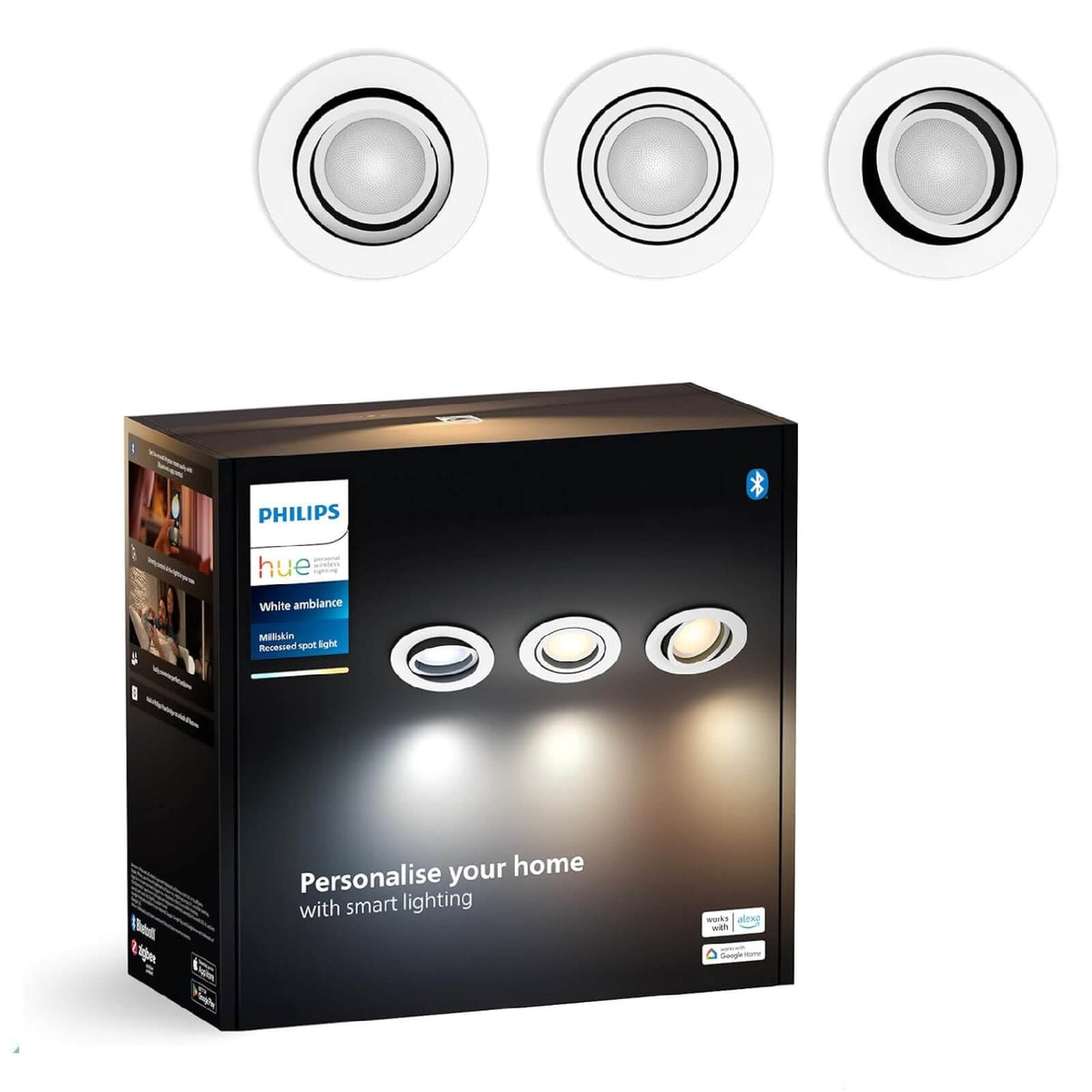 Philips Hue Milliskin Set 3 Spoturi LED Smart 3x5W 1050lm IP20