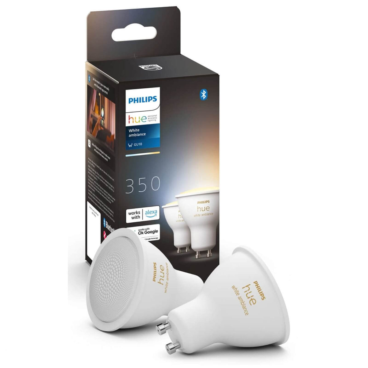 Philips Hue Set 2 Spoturi LED GU10 4.3W 350lm 2700K