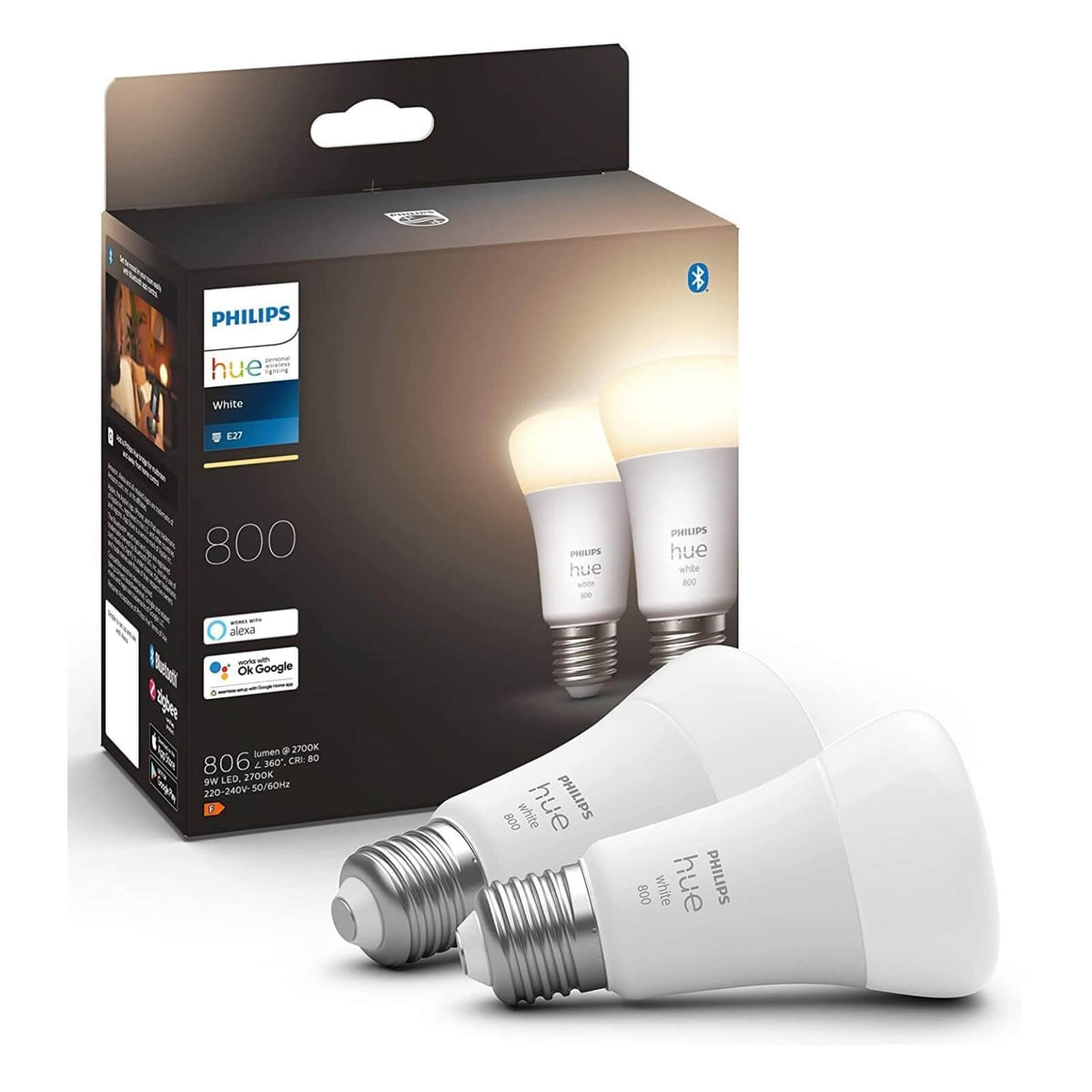 Philips Hue White Set 2 Becuri LED 9W 800lm E27 2700K