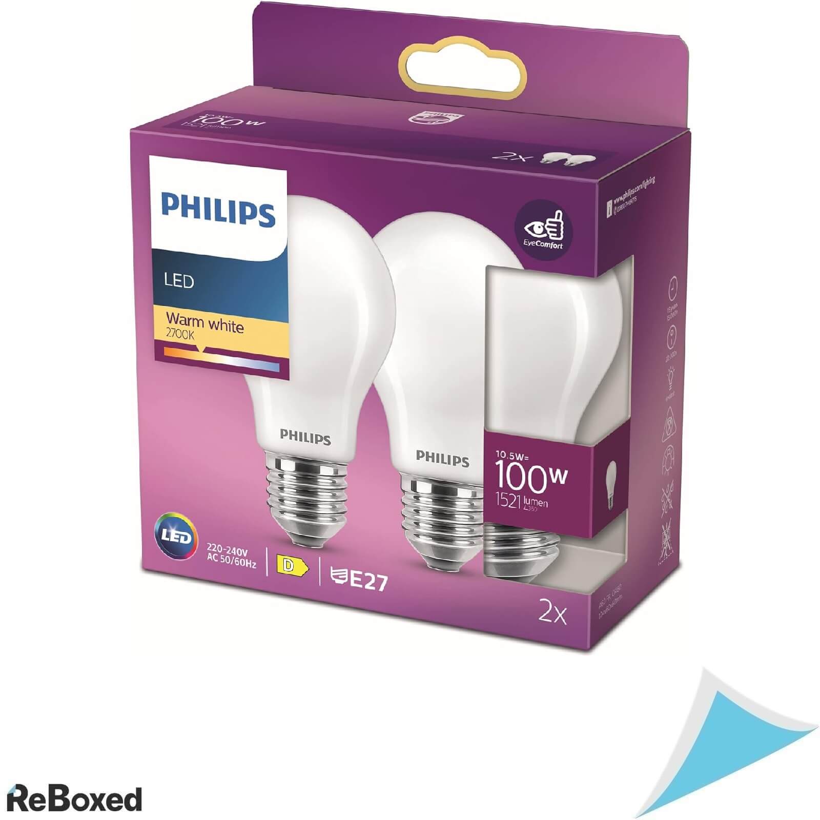Philips Set 2 Becuri LED Classic A60 E27