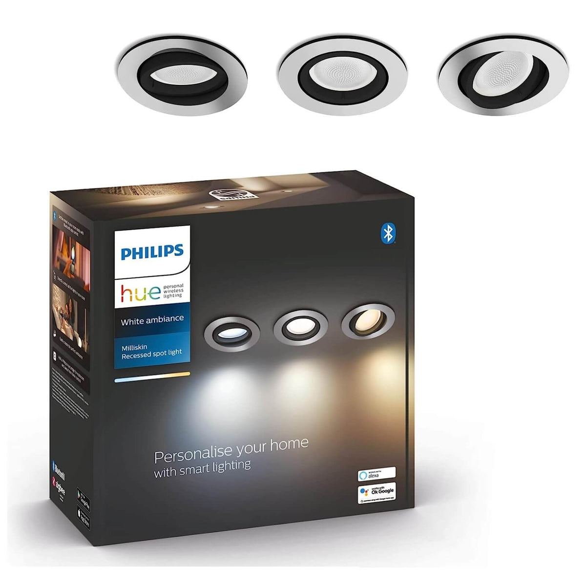 Philips Hue Milliskin Set 3 Spoturi LED GU10 350lm 5.7W