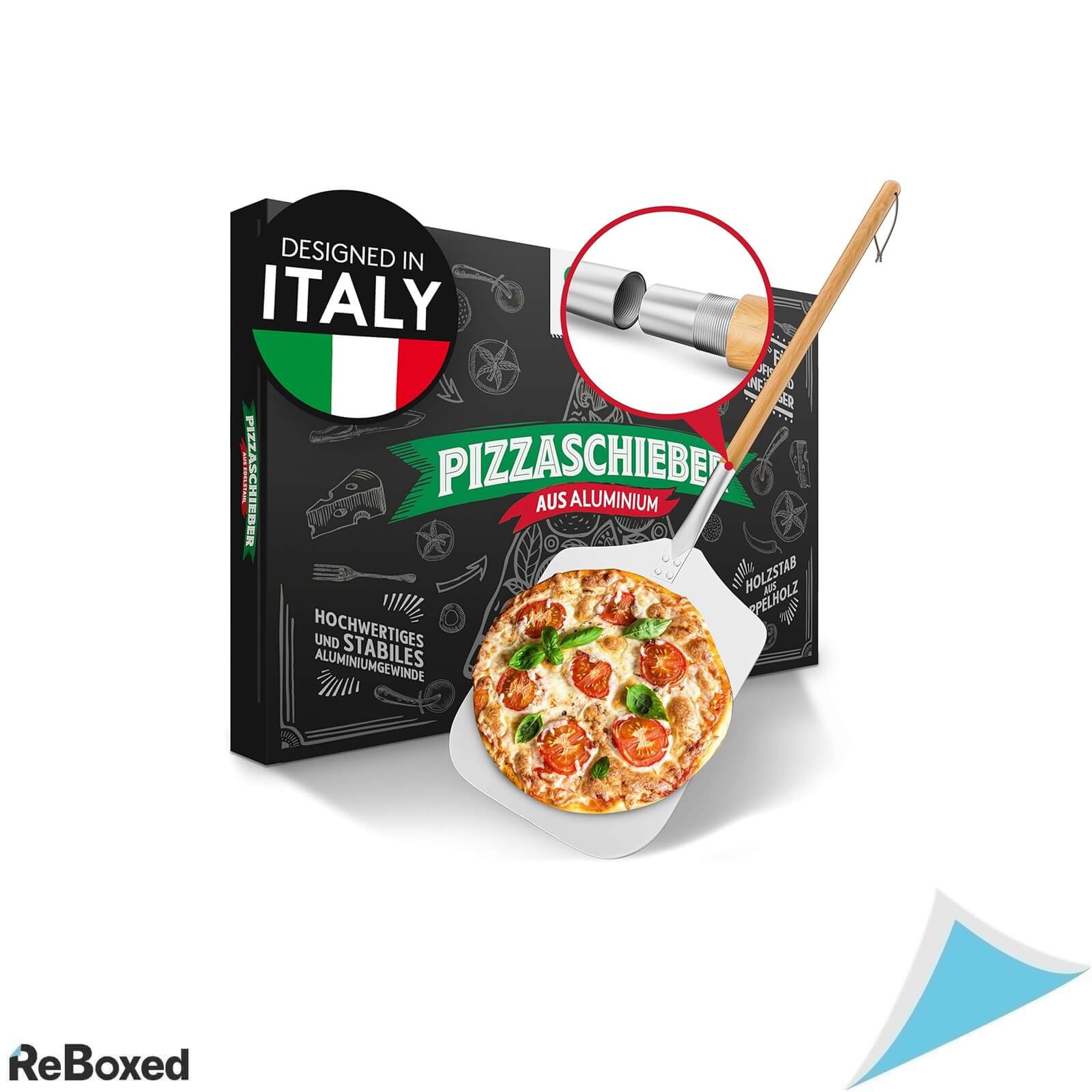 Paleta pentru Pizza din Aluminiu cu Maner din Lemn, 83 cm, Margini Subtiri, Argintiu