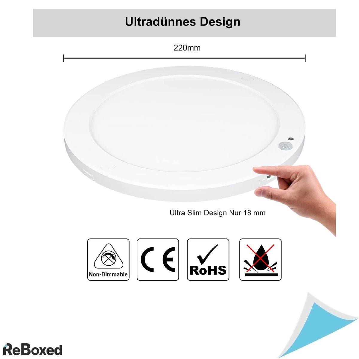 Plafoniera LED cu Senzor de Miscare, 18W, Ultra Subtire