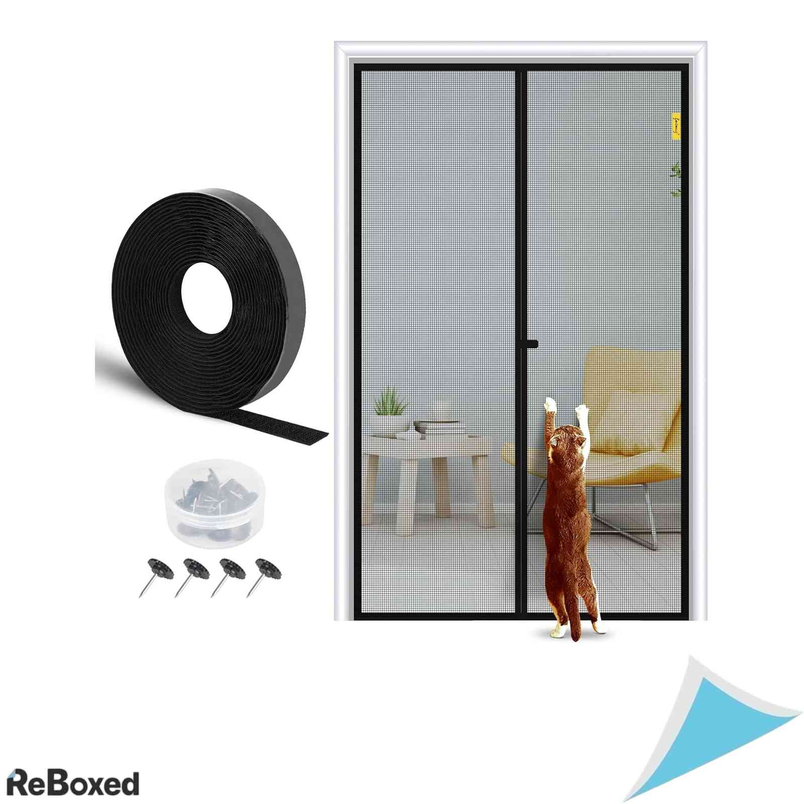 Plasa Tantari Magnetica fowong 75x210 cm Fibra Nano Rezistenta la Gheare Inchidere Automata cu Magneti Negru