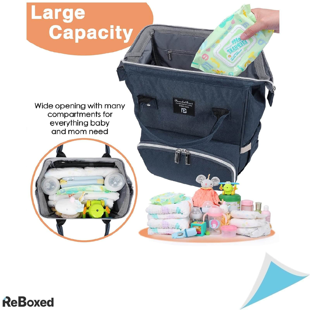 Rucsac multifunctional Pomelo Best din panza Oxford pentru bebelusi, copii si mamici