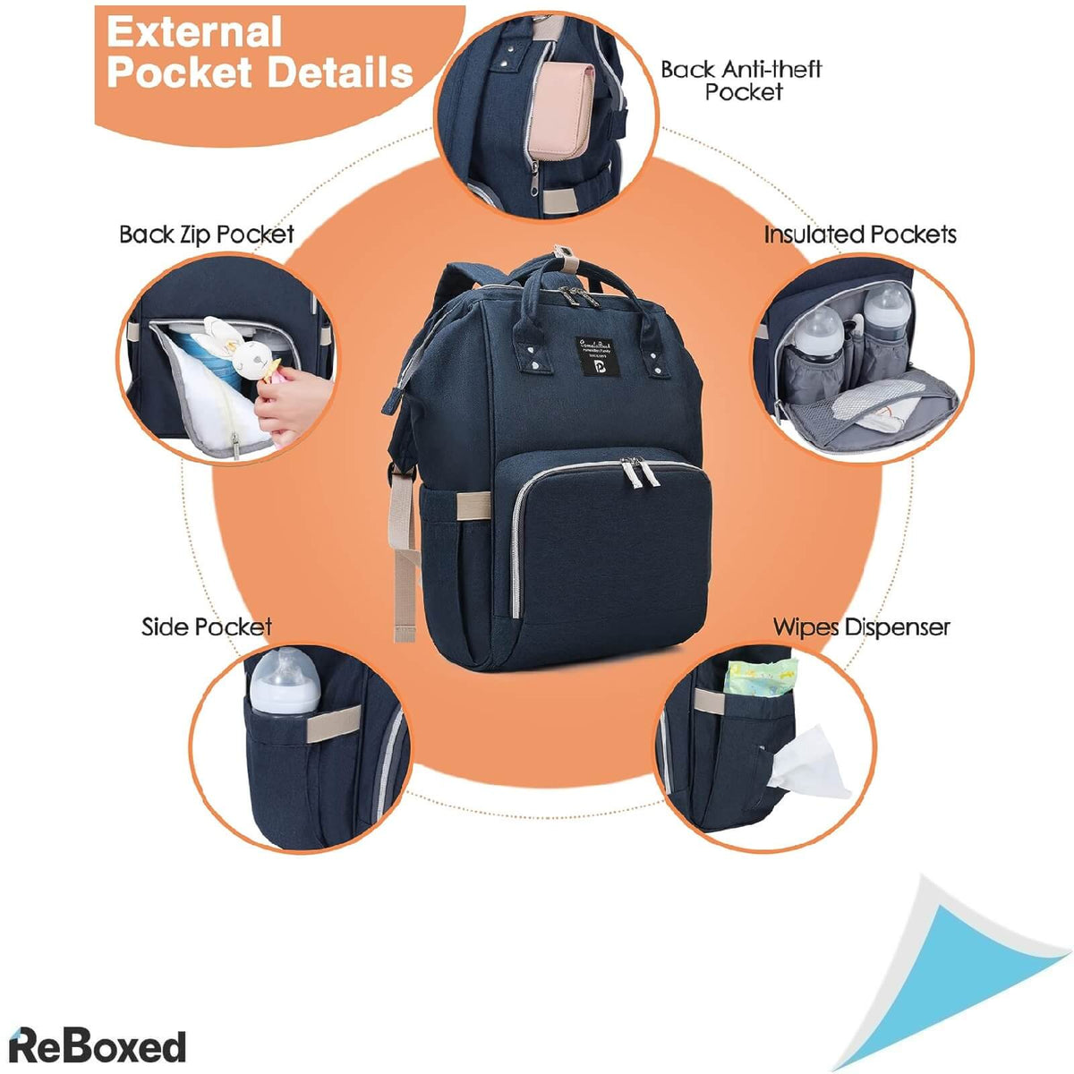 Rucsac multifunctional Pomelo Best din panza Oxford pentru bebelusi, copii si mamici