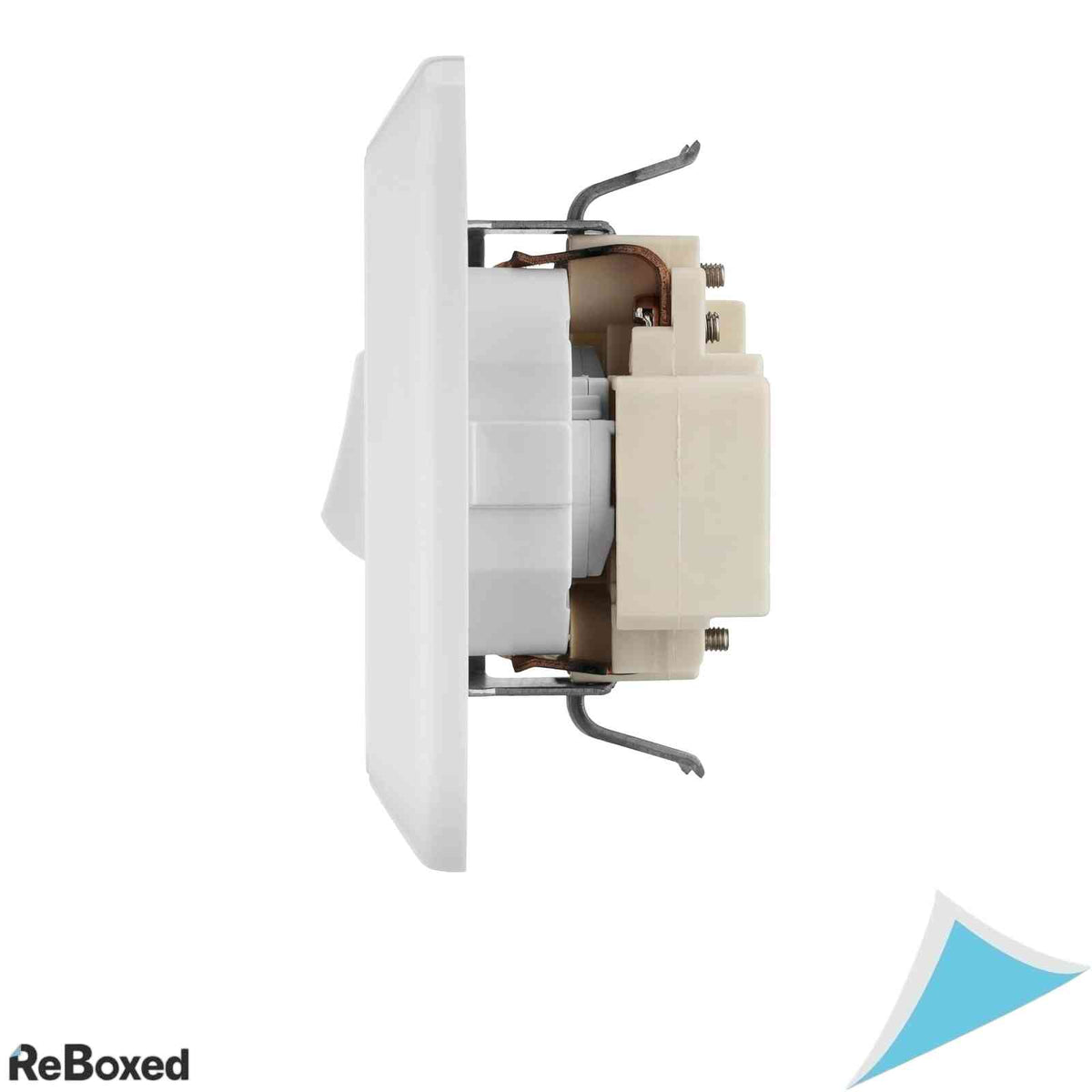 Priza dubla cu intrerupator cap-scara REV Ritter, montaj ingropat, 16A, IP20, Alb