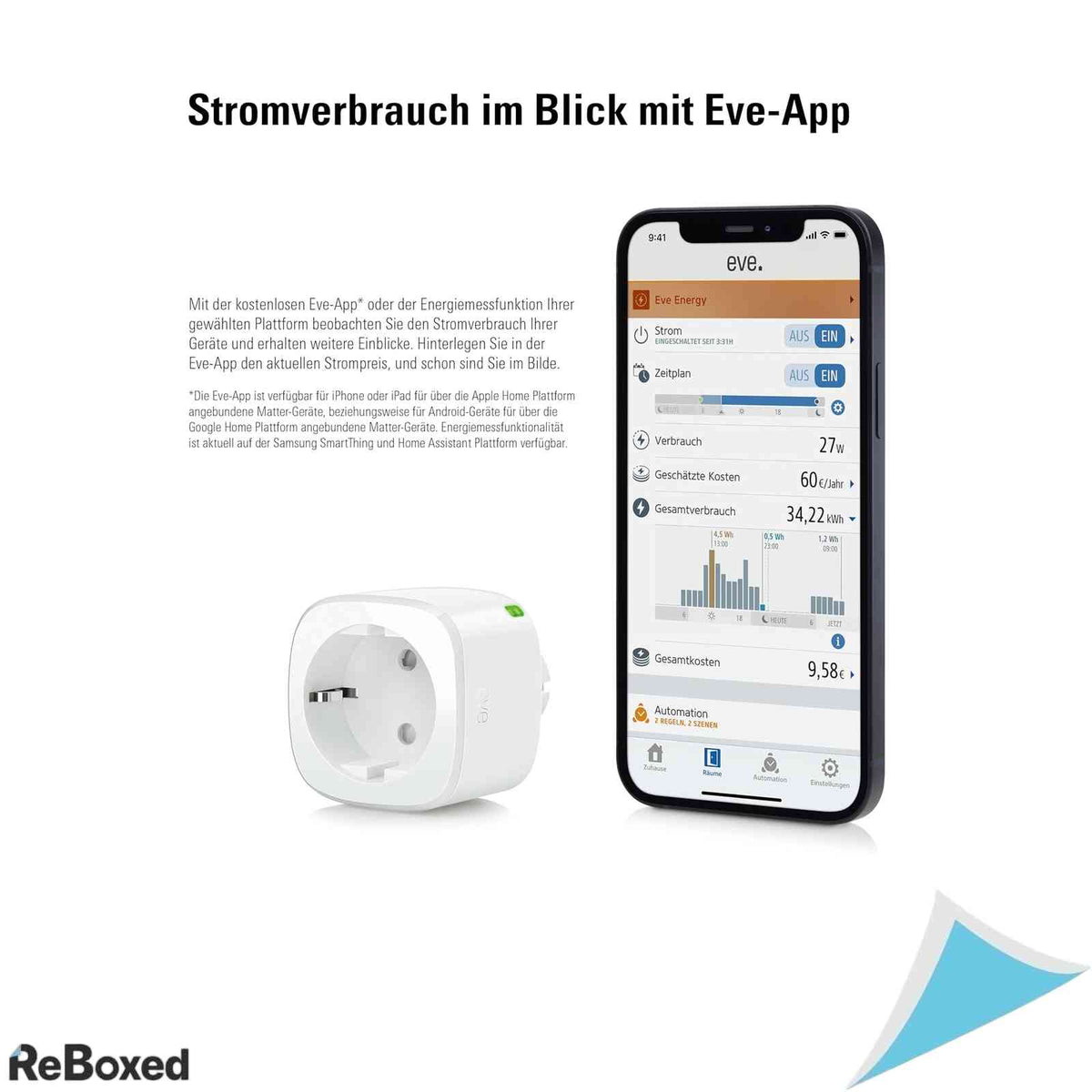 Priza Inteligenta Eve Energy Matter cu Monitorizare Consum, 2500W