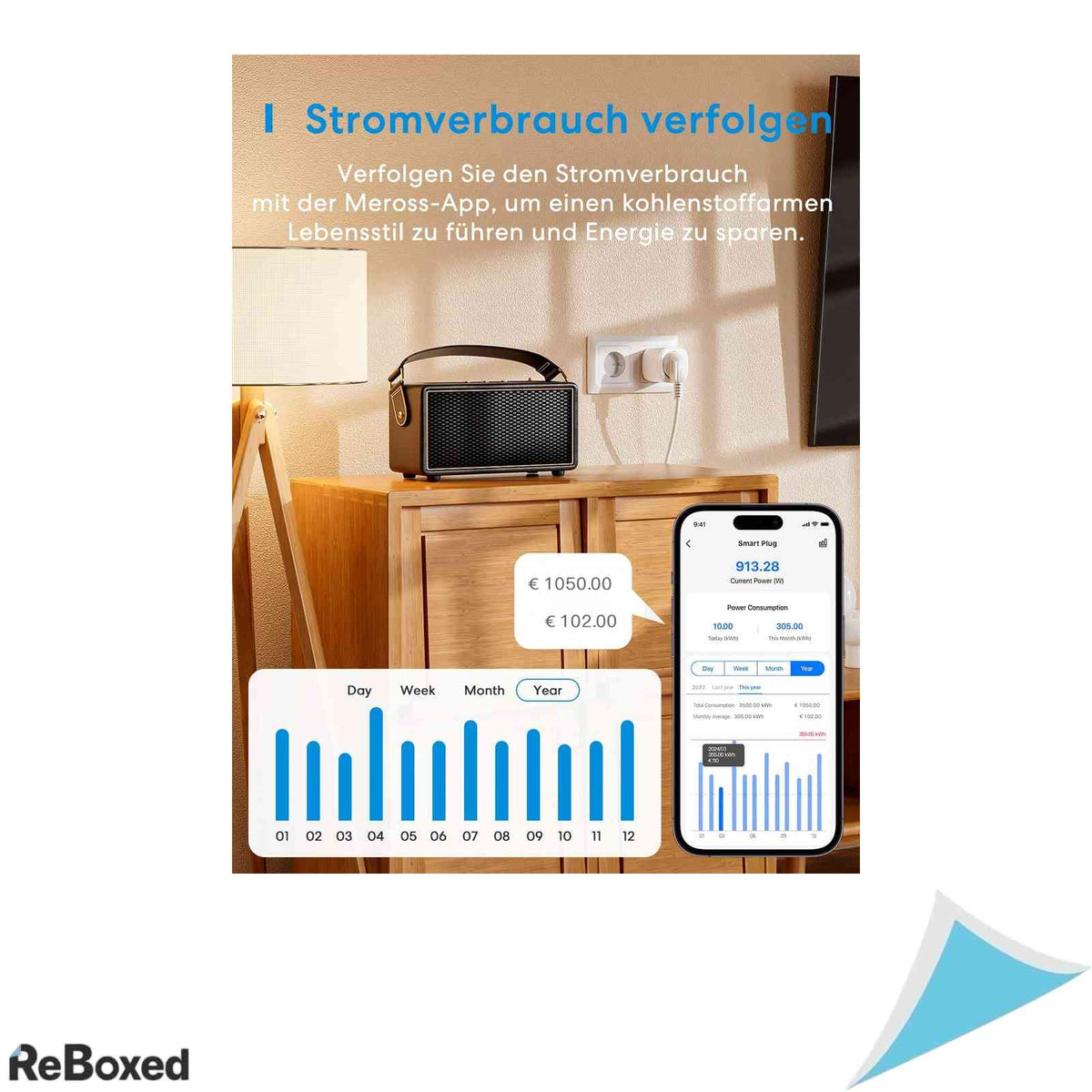Priza inteligenta Meross Smart WLAN cu monitorizare consum 16A