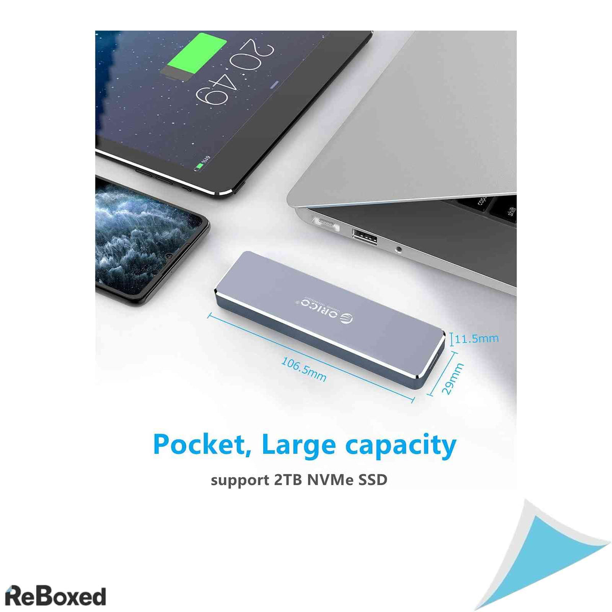 Rack SSD M.2 NVMe ORICO USB-C 3.1 Gen2 10Gbps Aluminiu Gri