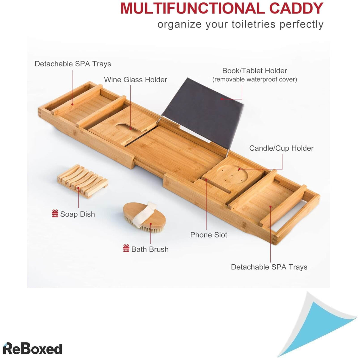 Rainsworth Suport Plansa Extensibila pentru Cada din Bambus 75-115cm