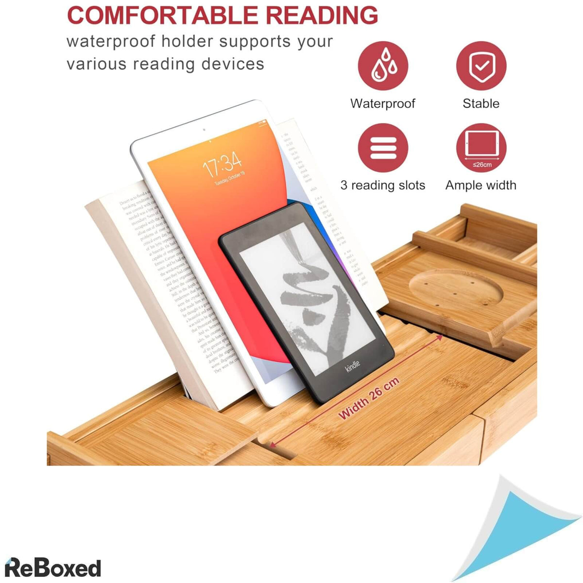 Rainsworth Suport Plansa Extensibila pentru Cada din Bambus 75-115cm