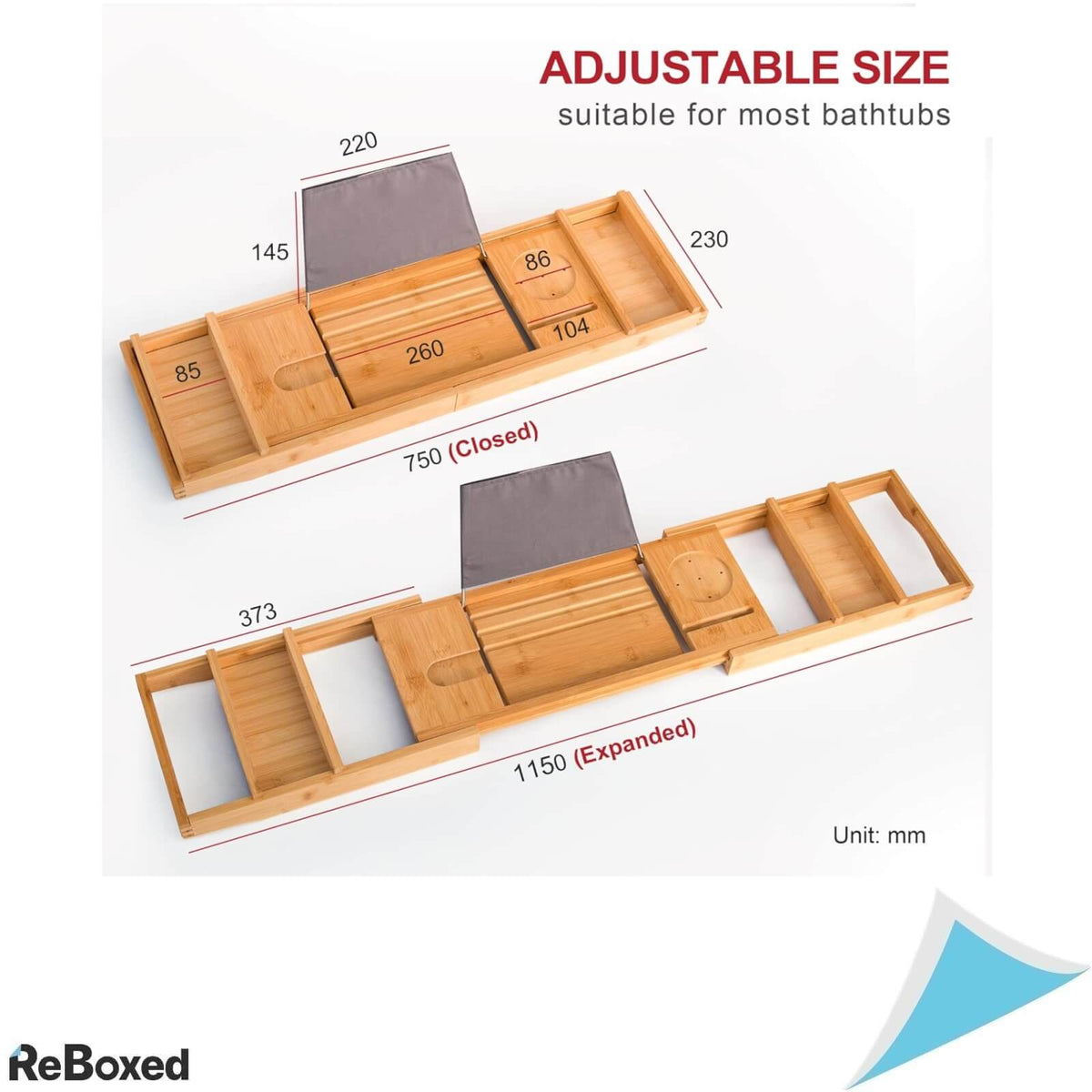 Rainsworth Suport Plansa Extensibila pentru Cada din Bambus 75-115cm