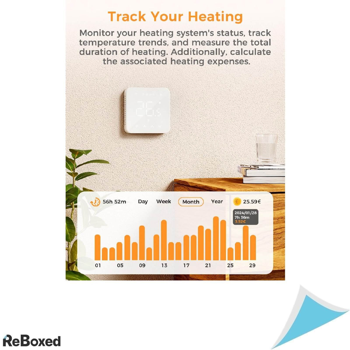 Refoss Termostat Programabil pentru Casa Alb Wi-Fi