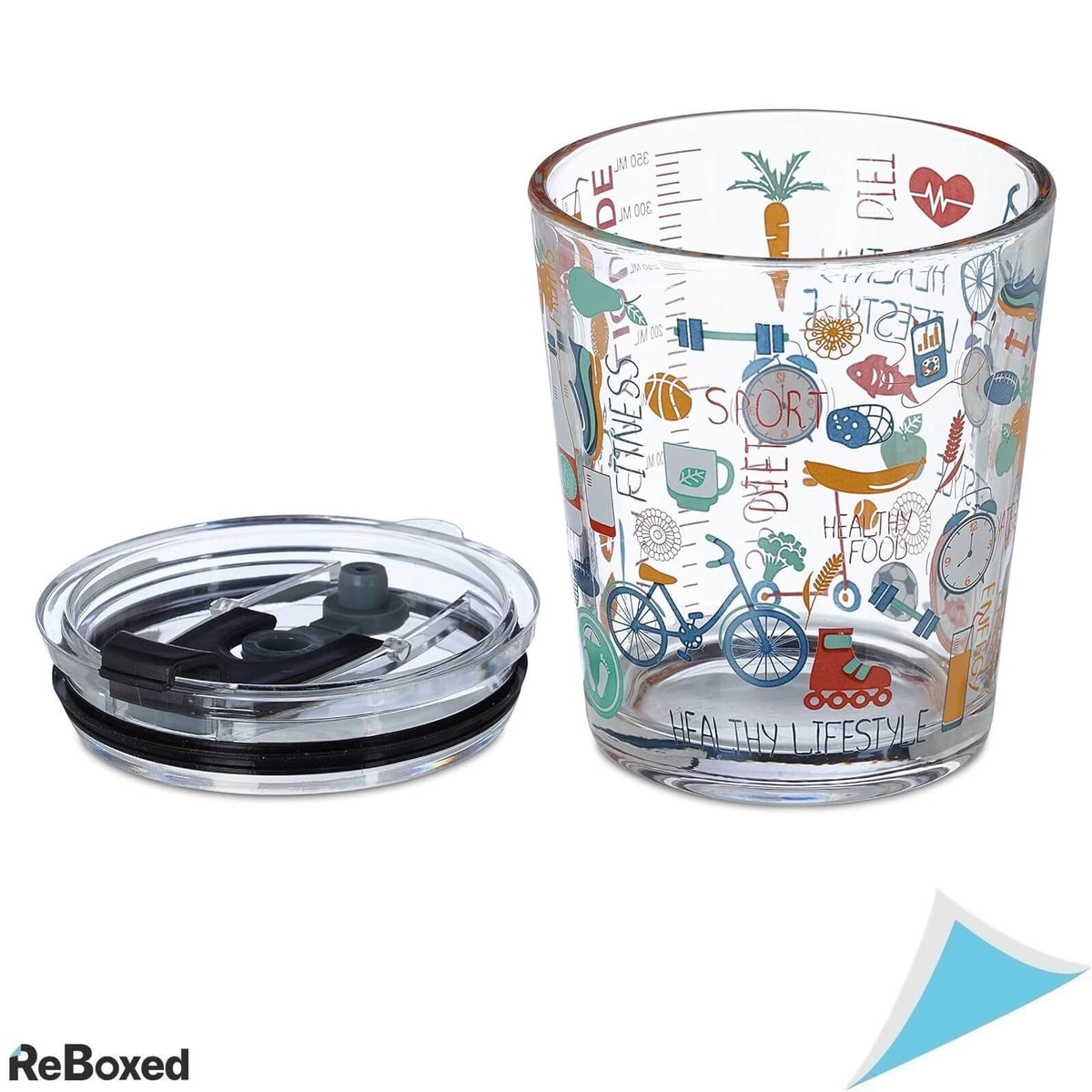 Relaxdays Set 4 Pahare cu Capac si Pai 350ml