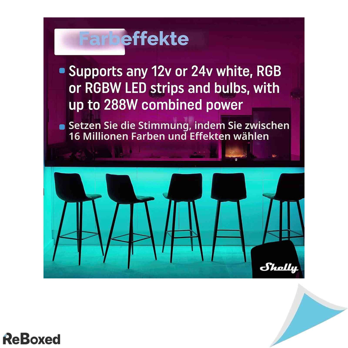 Releu Wi-Fi Shelly RGBW2 pentru benzi LED inteligente, 12V-24V DC