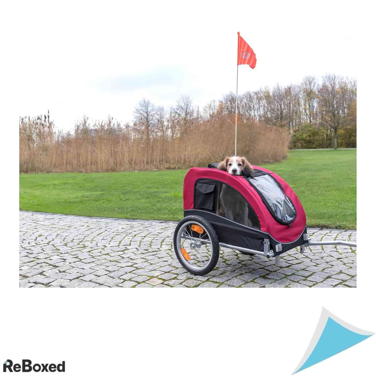 Remorca Bicicleta TRIXIE Pliabila pentru Caini Talie Mica M Max 22kg Rosu Negru