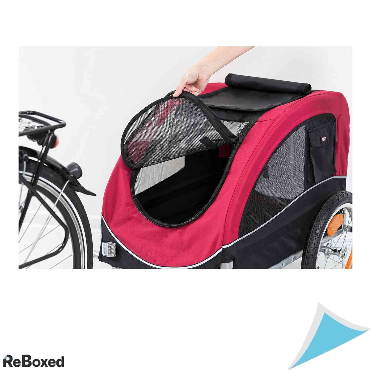 Remorca Bicicleta TRIXIE Pliabila pentru Caini Talie Mica M Max 22kg Rosu Negru