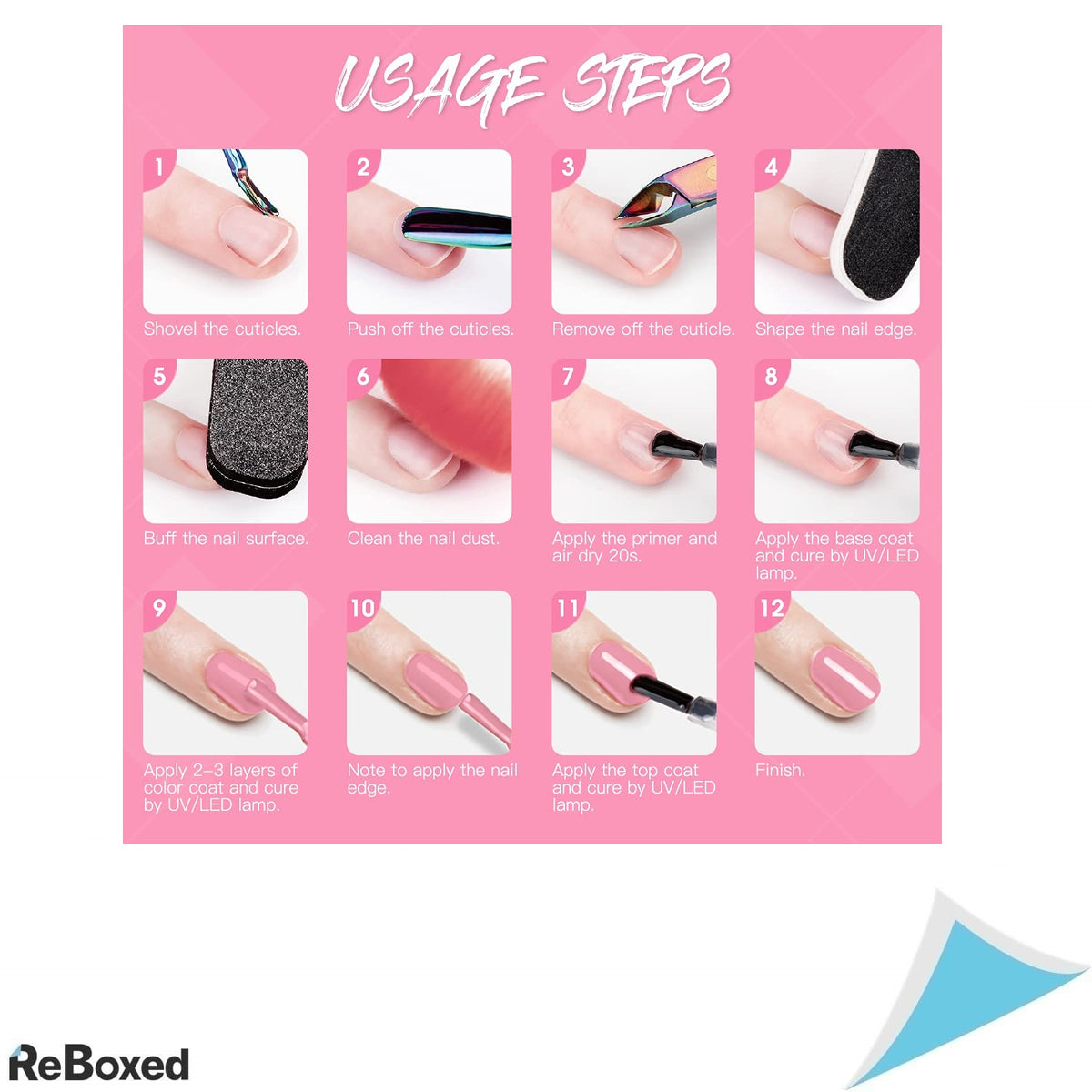 ROSALIND Set 2 Oje Semipermanente Gel UV 15 ml, Alb si Roz Intens, Polish Shellac pentru Unghii cu Lampa UV/LED, 2 Bucati