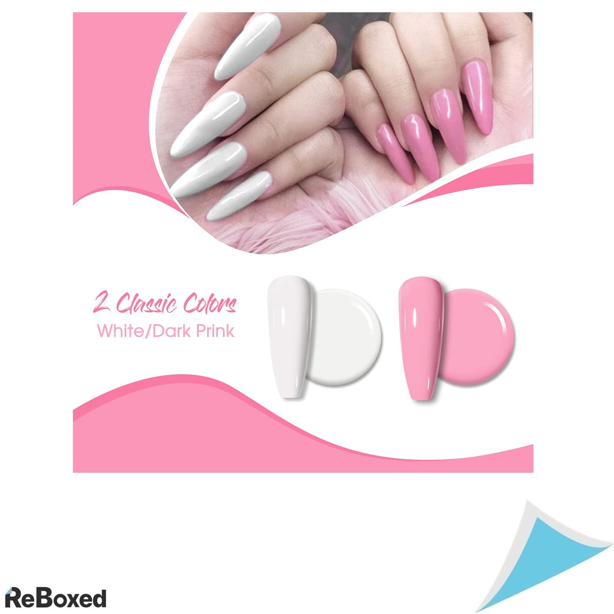 ROSALIND Set 2 Oje Semipermanente Gel UV 15 ml, Alb si Roz Intens, Polish Shellac pentru Unghii cu Lampa UV/LED, 2 Bucati