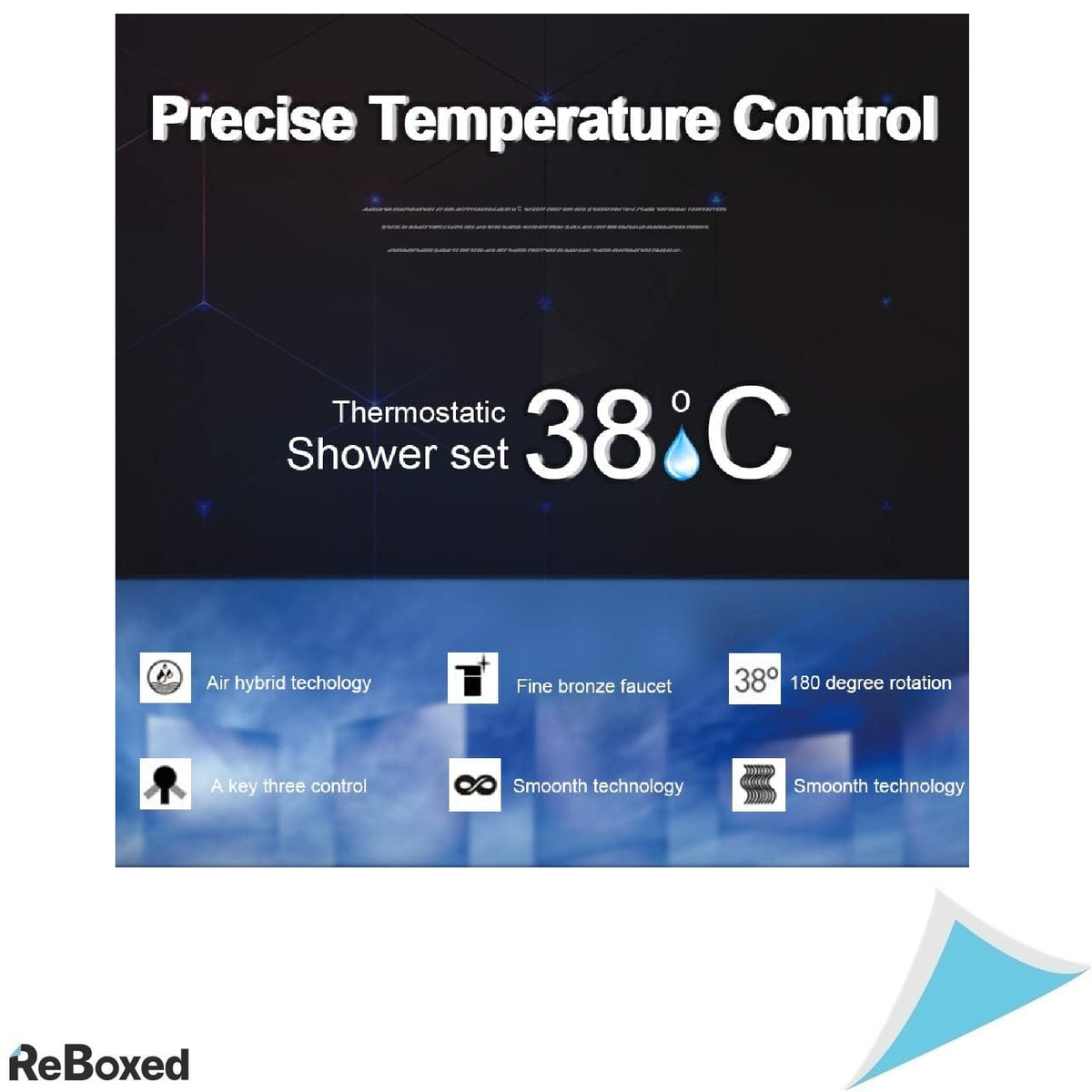 ROWINNAO Baterie Dus Termostatata Montaj Pe Perete, Crom, 38°C Siguranta, G1/2, Alama