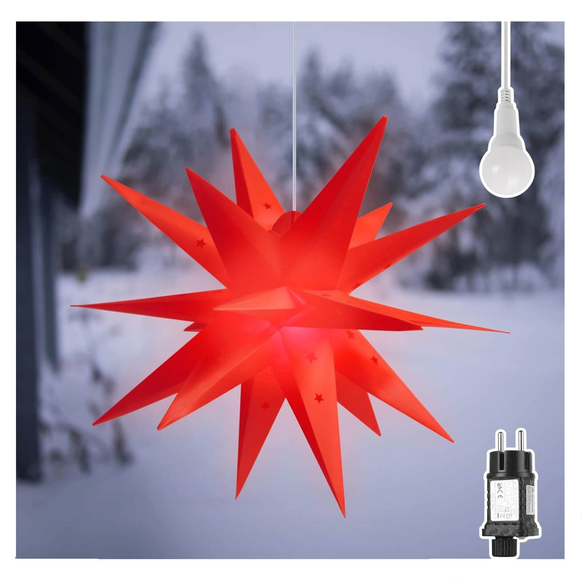 Salcar 60cm Decoratiune Stea Luminoasa 3D