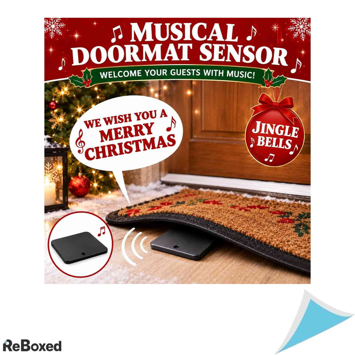 Senzor Muzical de Craciun pentru Presul de la Intrare eBoutik, 20x20 cm, Melodii Festive, Activare la Calcare