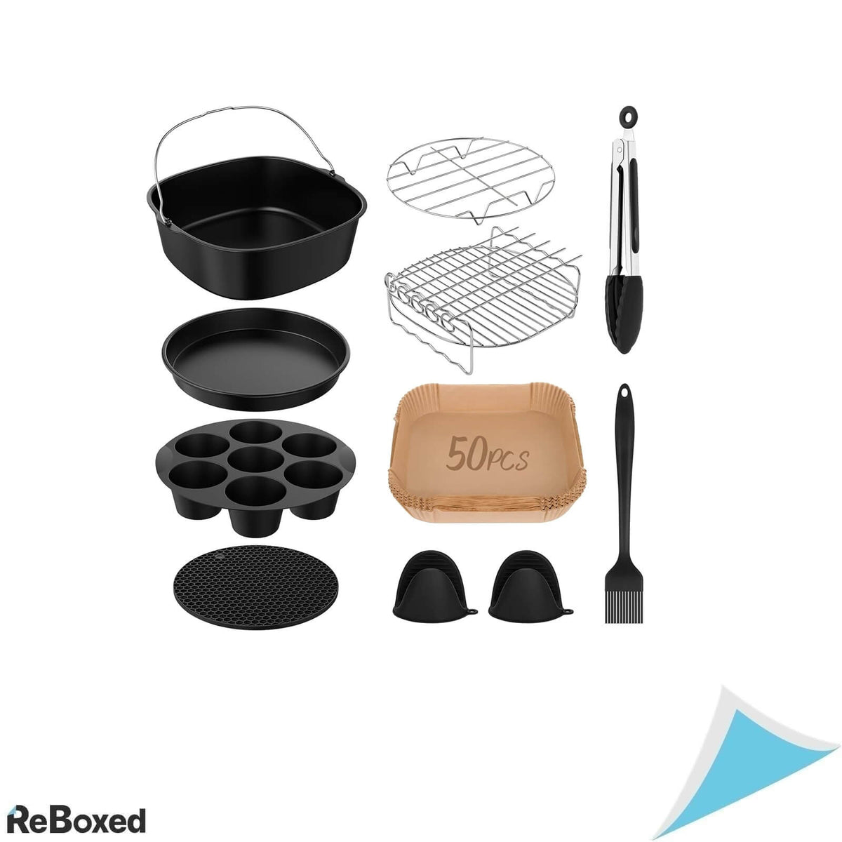 Set 11 Accesorii pentru Air Fryer 22 cm, Compatibil COSORI, Philips, Ninja, Cecotec, Russell Hobbs