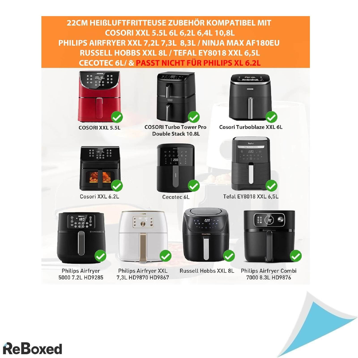 Set 11 Accesorii pentru Air Fryer 22 cm, Compatibil COSORI, Philips, Ninja, Cecotec, Russell Hobbs