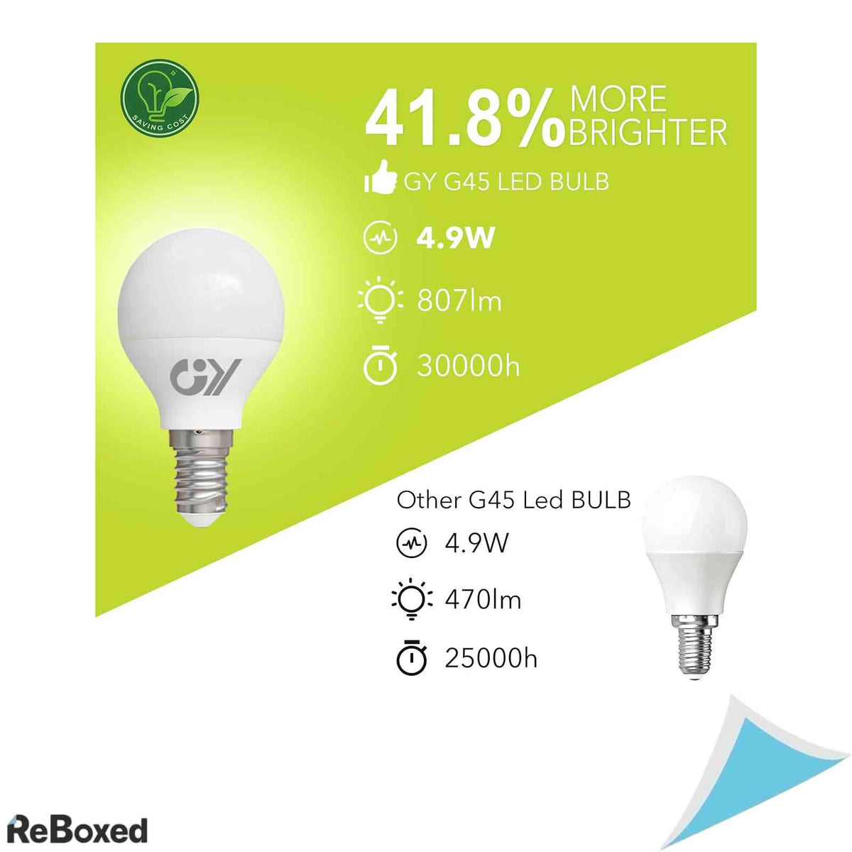 Set 12 Becuri LED GY E14 G45 P45 Putere 4.9W Echivalent 60W Lumina Calda 3000K 807 Lumeni Clasa Energetica C Nedimabil