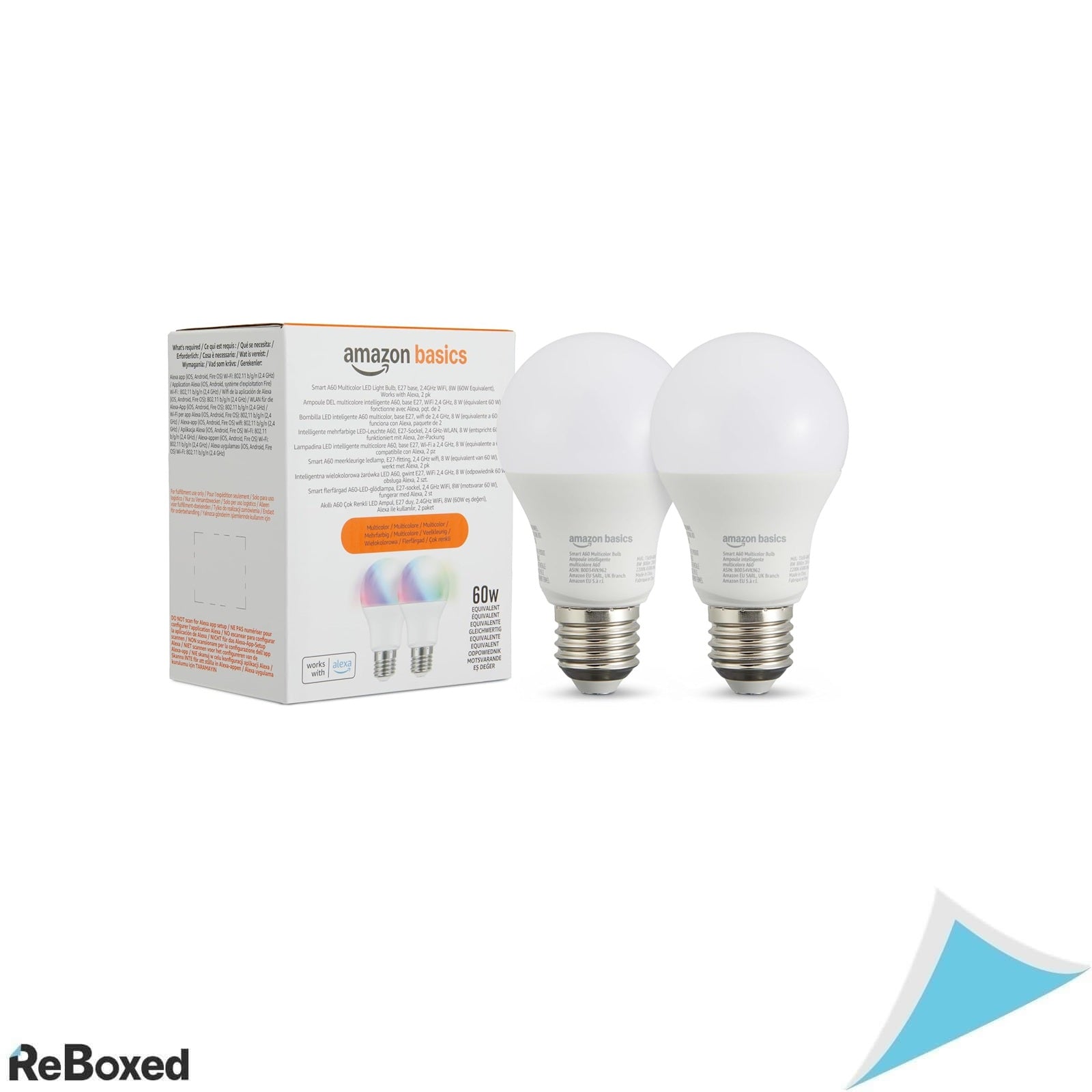 Set 2 Becuri Smart Amazon Basics LED E27 RGB 8W, WiFi