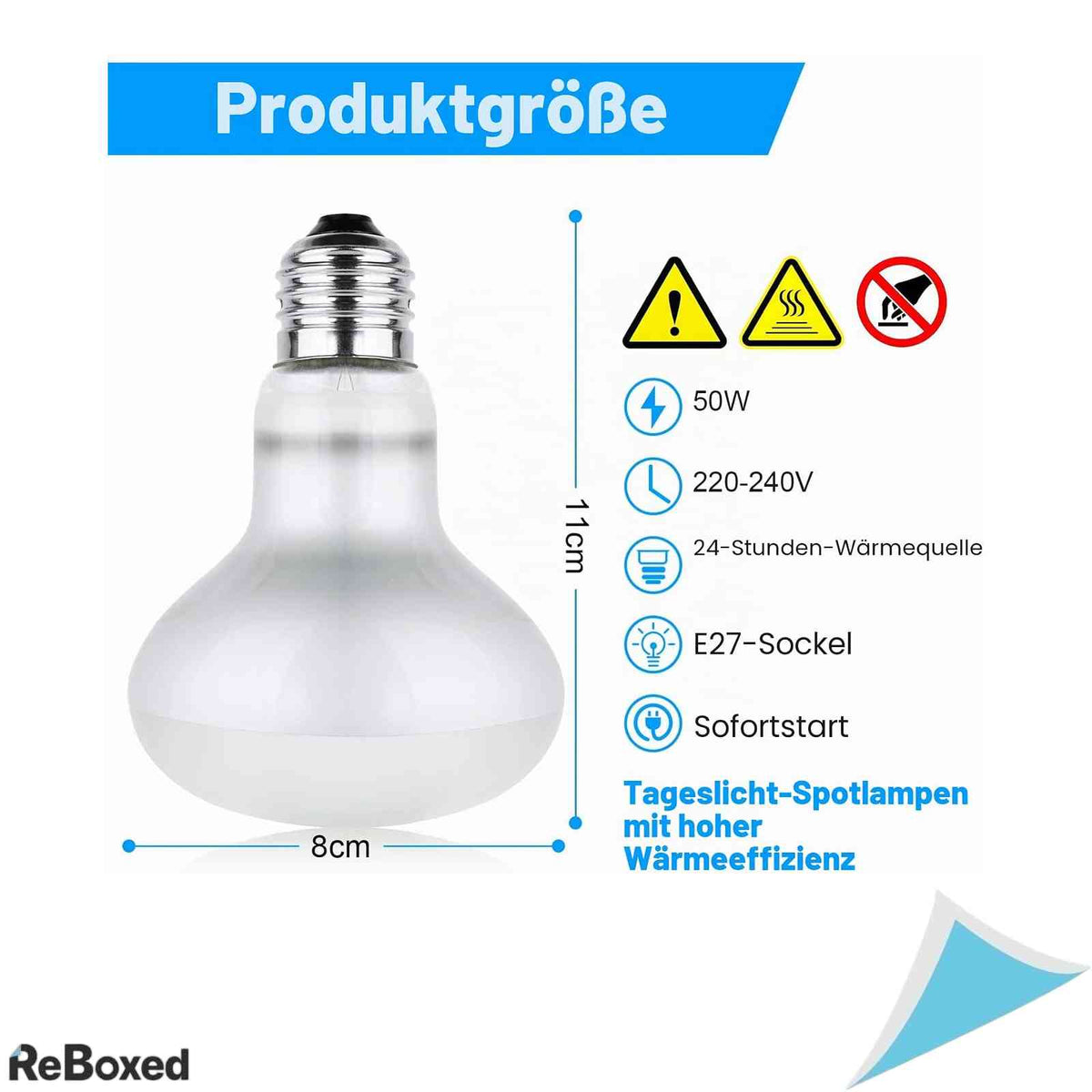 Set 2 becuri incalzire terariu vsshe 50W, UVA spectru complet, E27