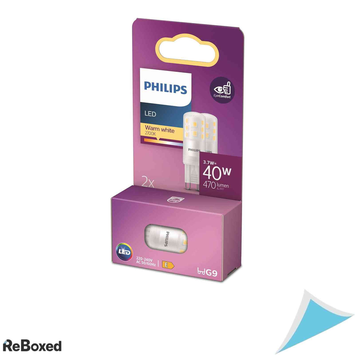 Set 2 Becuri LED Philips, Soclu G9, 400 Lumeni, Lumina Calda 2700K